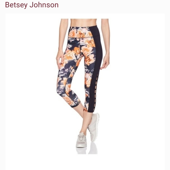 Betsey Johnson Floral Cut Out Leggings Small - Picture 2 of 7